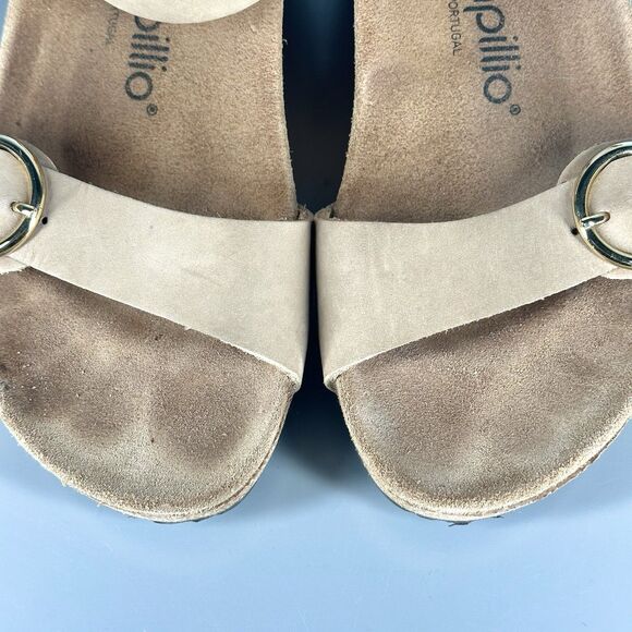 Papillio Birkenstock Sandals Solely Wedge Womens 38 / 7 Slingback Brown Leather - Picture 4 of 10